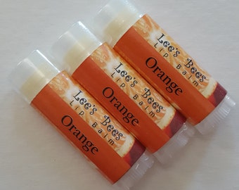 Orange Lip Balm - One Tube of All Natural Beeswax Lip Salve Chapstick from the Beekeeper