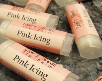Lip Balm - Pink Icing, One Tube of All Natural Beeswax Lip Salve Chapstick by the Beekeeper