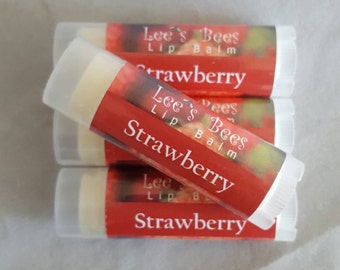 Lip Balm - Strawberry, One Tube of Beeswax Lip Salve Chapstick from the Beekeeper