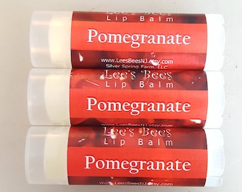 Lip Balm - Pomegranate, One Tube of All Natural Beeswax Lip Salve Chapstick by the Beekeeper