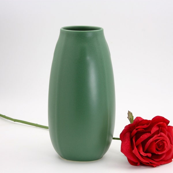 Tall Craftsman pottery, Teco style vase,  Bungalow interior decor, handmade  collectible vintage pottery