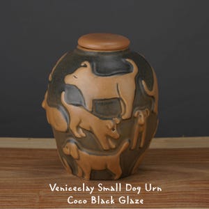Small Dog Urn, Dog Keepsake Memorial Vase Handmade Pottery for Ashes by Venice Clay