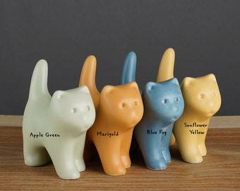 Cat Gift Small Size Sculptures, Cutest Cat Present, Small Kitten Figurine, handmade USA, Signed by artist, Ceramic clay pottery,