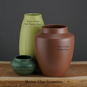 Three Vase Grouping Custom Color , Tall Prairie Vase, Low Prairie Vase Jasper Vase Venice Clay Art Pottery by Gary Steinborn