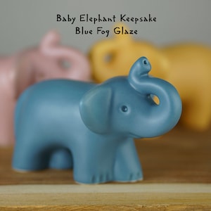 Keepsake Urn for Ashes, baby elephant sculpture, blue fog or custom  glaze,  unique small  handmade ceramic   Memorial ,  Cremation