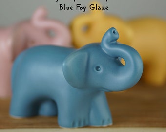 Keepsake Urn for Ashes, baby elephant sculpture, blue fog or custom  glaze,  unique small  handmade ceramic   Memorial ,  Cremation