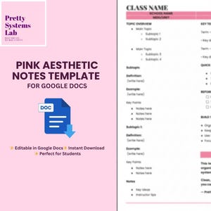 Pink Notes-sjabloon voor Google Documenten (direct downloaden)