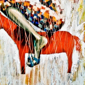 Red City . 2009 Original painting printed on Rolled canvas, Art ,Painting red horse image 3