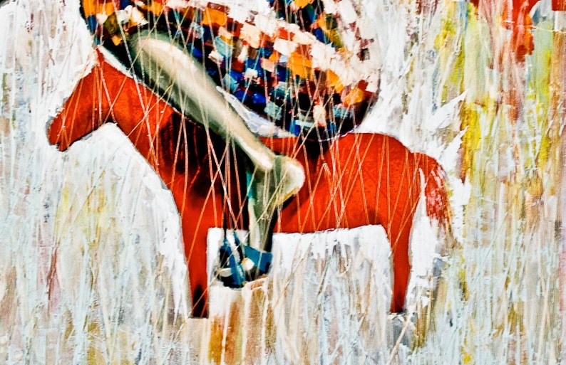 Red City . 2009 Original painting printed on Rolled canvas, Art ,Painting red horse image 3