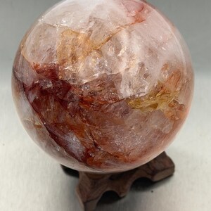 SPECIAL BUY 64mm Hematoid Quartz Sphere – Fire Quartz Crystal Ball, Red Hematite Included Quartz, Natural Healing Crystal Sphere, Gemstone
