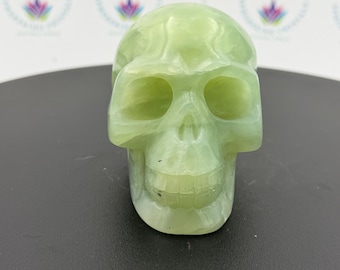 Serpentine Crystal Skull 70mm 2.75” 520g – New Jade Skull Carving – Green Serpentine Crystal – Gothic Home Decor – Hand Carved Crystal Skull