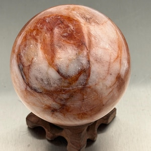 Web opening sale! 68mm Hematoid Quartz Sphere – Fire Quartz Crystal Ball, Red Included Quartz, Healing Crystal Sphere, Statement Piece
