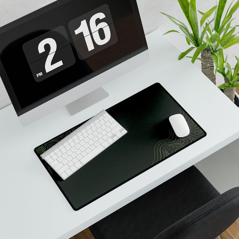 Minimale bosgroene luxe bureaumat, grote verlengde muismat, premium gaming-bureaumat, bureaumat, esthetische bureauopstelling, XXL-muismat afbeelding 12