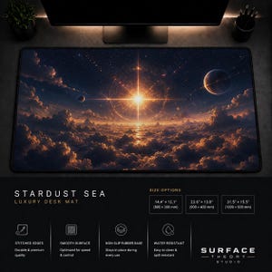 Stardust Sea Schreibtischmatte, Himmlisches Mauspad, Weltraum Schreibtischmatte, Galaxy Mauspad, erweitertes Gaming Mauspad, kosmische Schreibtischdekoration