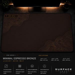 Minimal Espresso Bronze Desk Mat, Brown Mouse Pad, Luxury Desk Pad, Minimalist Desk Setup, Extended Gaming Mouse Pad