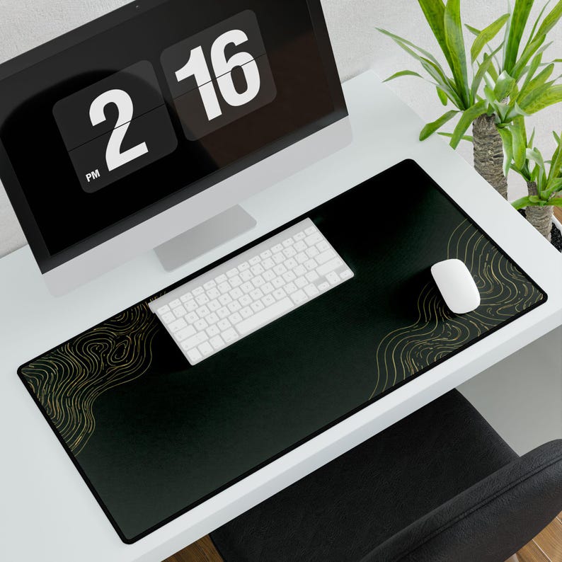 Minimale bosgroene luxe bureaumat, grote verlengde muismat, premium gaming-bureaumat, bureaumat, esthetische bureauopstelling, XXL-muismat afbeelding 8