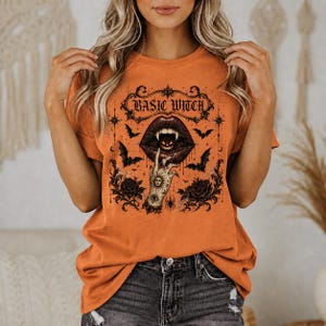 Basic Witch Shirt, Vintage Gothic Halloween Tee, Vampire Lips Comfort Colors Shirt, Victorian Witch Graphic, Dark Academia Halloween