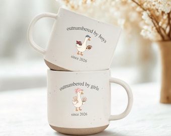 Custom Outnumbered By Girls Since Est Pottery Mug, Personalized Outnumbered By Boys Coffee Mug, Father's Day Gift For New Dad, Funny Dad Mug