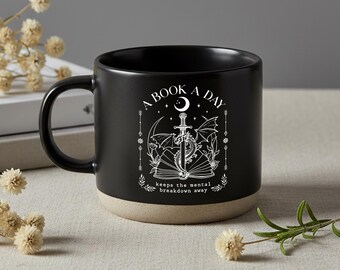 A Book A Day Keeps The Mental Breakdown Away Mug, Dragon A Book A Day Mug, Fantasy Book Mug, Trendy Book Club Mug Gift