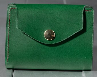 Handmade Leather Snap Wallet – Italian Buttero Leather, Compact Card Holder