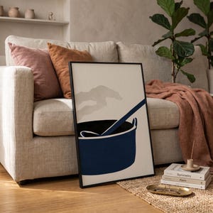 Hot pot wall art print | steaming nabe illustration | indigo and cream | Sizes A4-A1
