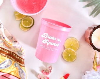 Bride Squad Bachelorette Weekend Personalized Stadium Plastic Cups - Bachelorette Party