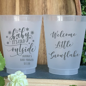 Baby It's Cold Outside Baby Shower Shatterproof Cups - Welcome Baby Personalized Baby Shower Plastic Cups - Winter Baby Shower