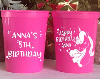 Unicorn Birthday Stadium Plastic Cups - Unicorn Party - First Birthday Stadium Cups - Birthday Party - Party Favor - Birthday Favor