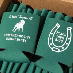 Place Your Bets Personalized Beer Can Cooler, Derby Party, Kentucky Derby, Run for the Roses, Horse racing Can Cooler