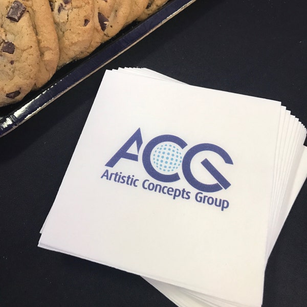 Custom Logo Cocktail Napkins Etsy