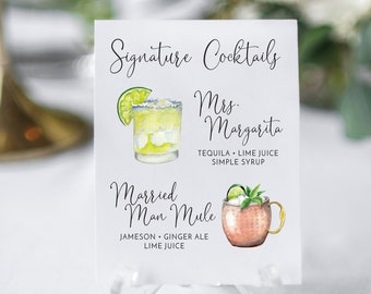 Signature Cocktails Sign, Signature Drink Bar Menu, Wedding Bar Menu, Wedding Bar Sign, Bar Wedding Poster, Multiple Sizes