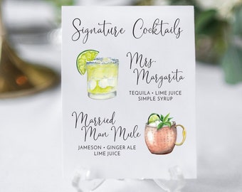 Signature Cocktails Sign, Signature Drink Bar Menu, Wedding Bar Menu, Wedding Bar Sign, Bar Wedding Poster, Multiple Sizes
