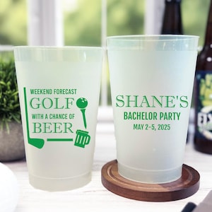 Golf + Beer Bachelor Party Cups – Golf Bachelor Party Cups, Custom Frosted Shatterproof Cups, Bachelor Party Drinkware, Groomsmen Cups
