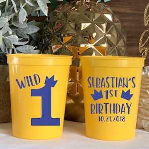 Wild One First Birthday Personalized Stadium Plastic Cups - Thing Birthday Stadium Cups - Birthday Favor, Boy 1st Birthday