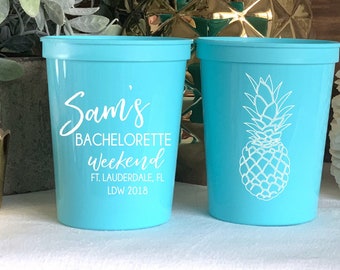 Tropical Bachelorette Personalized Stadium Plastic Cups - Bachelorette Party - Bridal Shower - Last Splash