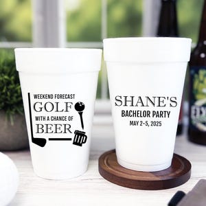 Custom Bachelor Party Cups – Golf Party Favors, Personalized Groomsmen Drinkware, Funny Golf Bachelor Weekend Drinkware