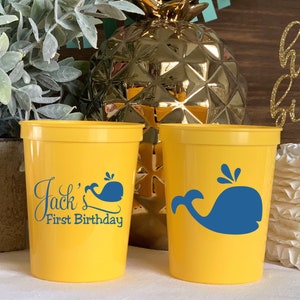 Whale 1st Birthday Stadium Plastic Cups - First Birthday Stadium Cups - Birthday Party - Party Favor - Birthday Favor