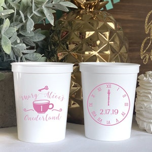 Alice in Onederland First Birthday Personalized Stadium Plastic Cups - One-derland Birthday Stadium Cups - Birthday Favor, Girl 1st Birthday