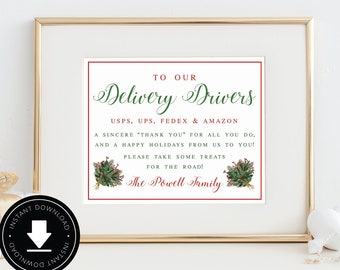 Thank You Sign for Delivery Drivers: UPS FedEx USPS - Editable, Printable
