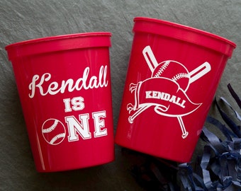 Baseball First Birthday Personalized Stadium Plastic Cups - Birthday Stadium Cups - Birthday Party - Birthday Favor