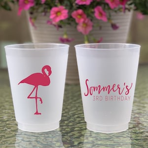 Flamingo Birthday Shatterproof Plastic Cups, Pool Party 1st Birthday, 5th Birthday, 30th Birthday, Let's Flamingle, Flamingo Birthday