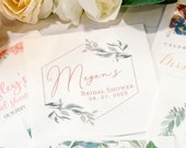 Geo Greenery Bridal Shower Napkins | Wedding Napkins | Rehearsal Dinner | Full Color Napkin Il_170x135