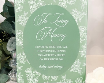 Memorial Table Sign: Floral Design - Acrylic Wedding Tribute