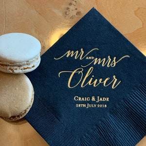 Mr and Mrs Personalized Wedding Napkins | Bridal Shower | Rehearsal Dinner | Engagement Party | Custom Bar Napkins | Custom Wedding Napkins