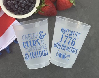 Wine Cups Party Like It/'s 1776 July 4th Cocktails 4th of July Shatterproof Party Cups Custom 4th of July Cup Cheers and Beers
