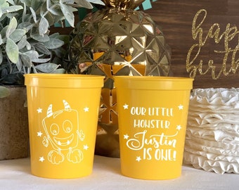 Monster Birthday Personalized Stadium Plastic Cups - Birthday Stadium Cups - Birthday Party - Birthday Favor, Monster Bash, Monster Birthday