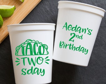 Taco Two-sday 2nd Birthday Stadium Plastic Cups - Second Birthday Party - Party Favor - Birthday Favor - First Fiesta