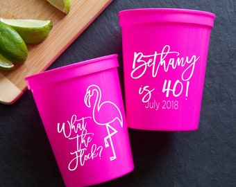 What the Flock Birthday Personalized Stadium Plastic Cups - Birthday Stadium Cups - Birthday Party - Birthday Favor