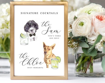 Dog Signature Cocktails Sign, Signature Drink Bar Menu, Wedding Bar Menu, Pet Wedding Bar Sign, Bar Wedding Poster, Multiple Sizes