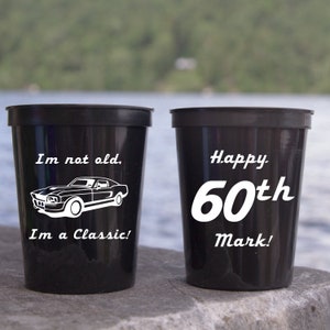 Classic Car Personalized Stadium Plastic Cups,  50th Birthday, 60th Birthday, 70th Birthday, Classic Car Collector, Car Birthday